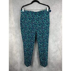 Talbots Chatham Ankle Pants Navy Blue Green Floral Print Size 10 Petite